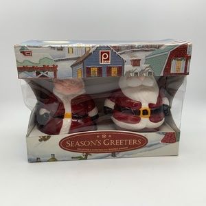 Publix Season's Greeters Ceramic Santa Christmas Salt & Pepper Shakers
